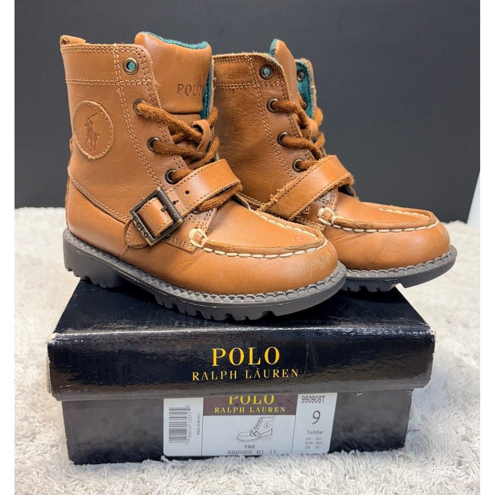 Polo Ralph Lauren Ranger Hi II Tan Leather Toddler Boots Size 9 990908T